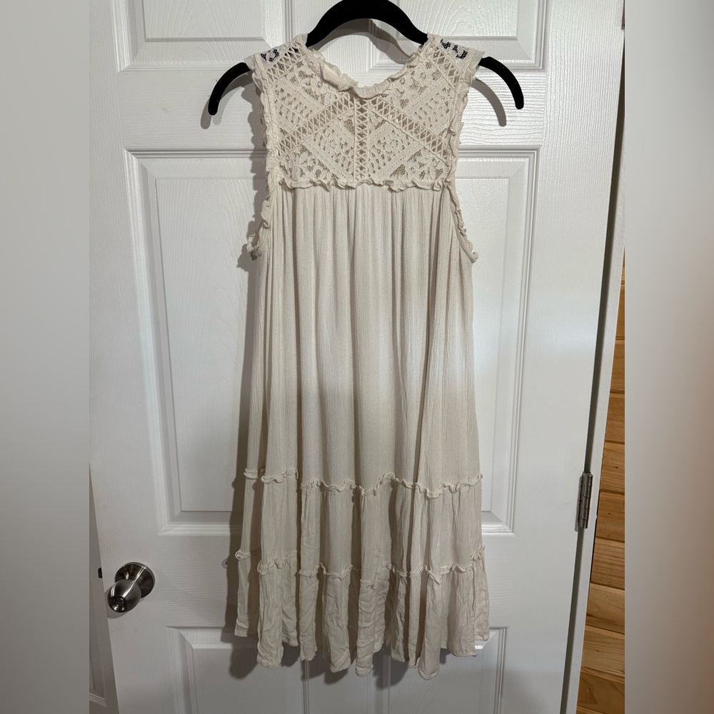Xhilaration Cream Ruffled Tiered Sundress